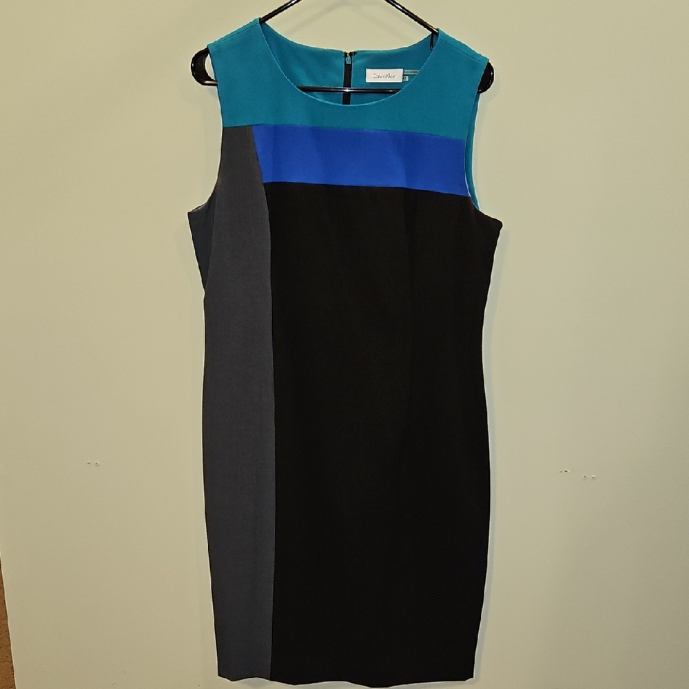 Calvin Klein Teal and Black Dress